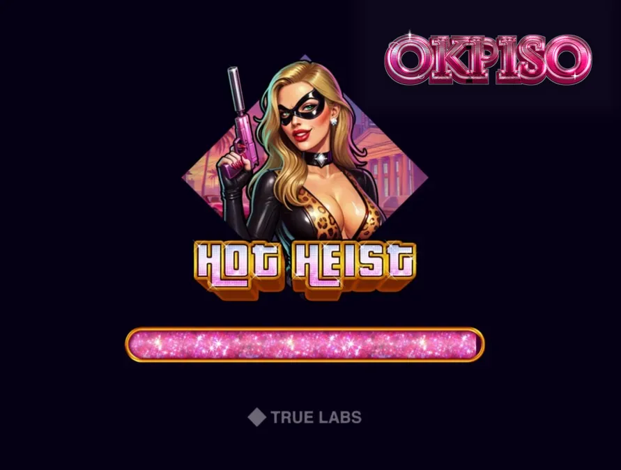 Isang neon-lit na vault door na kumakatawan sa Hot Heist slot theme.